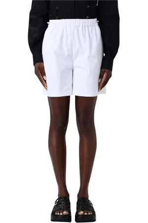 Max Mara Korte broeken, Dames, Wit, S, Katoen, Witte relaxte poplin shorts