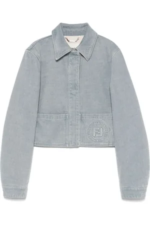 Fendi Jassen, Dames, Blauw, S, Denim, Cerulean Denim Jack Drukknop Voorkant