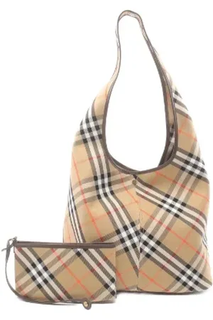 Burberry Pre-owned, Dames, , ONE Size, Leer, Pre-owned Canvas shoulder-bags