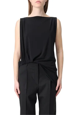 Jacquemus Tops, Dames, Zwart, XS, Zwart Gedrapeerd Jersey Top