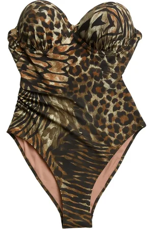 Guess Badkleding, Dames, Bruin, L, Gedrukte Badpak - Bruin