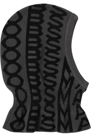 Marc Jacobs Accessoires, Dames, Zwart, ONE Size, Wol, Zwarte Geometrische Gebreide Bivakmuts Hoed