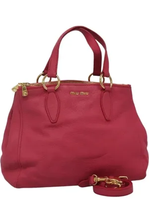 Miu Miu Pre-owned, Dames, Roze, ONE Size, Leer, Tweedehands leren handtassen