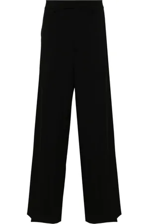 Vetements Broeken, Dames, Zwart, S, Wol, Hoge taille wijde broek