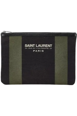 Saint Laurent Pre-owned, Dames, Zwart, ONE Size, Leer, Pre-owned Canvas clutches