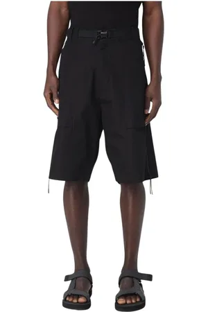 C.P. Company Korte broeken, Heren, Zwart, M, Zwarte Cargo Shorts met Riem