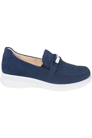 Ganter Schoenen, Dames, Blauw, 38 1/2 EU, Blauwe wijde pasvorm loafer voor dames