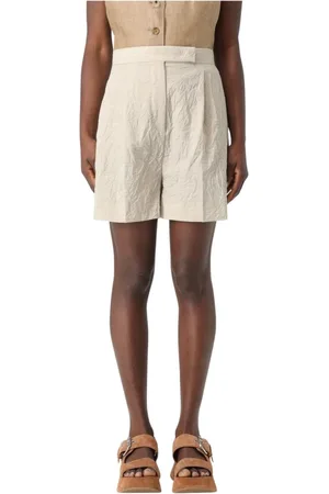 Max Mara Korte broeken, Dames, , 2Xs, Linnen, Geplooide Linnen Shorts