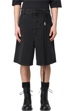 ANN DEMEULEMEESTER Korte broeken, Heren, Blauw, XL, Denim, Relaxed Fit Trekkoord Denim Shorts