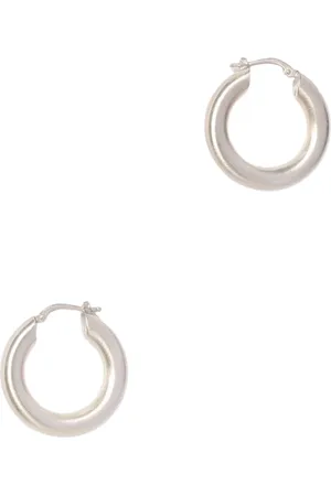 Jil Sander Accessoires, Dames, Grijs, ONE Size, Minimalistische Zilveren Hoepeloorbellen