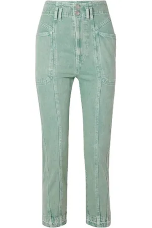 Isabel Marant Jeans, Dames, Groen, M, Katoen, Katoenen Straight Leg Rits Jeans