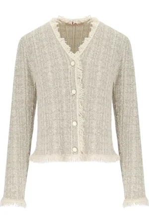 Twin-Set Truien, Dames, , S, Katoen, Jacquard Lurex Gouden Gebreid Jack