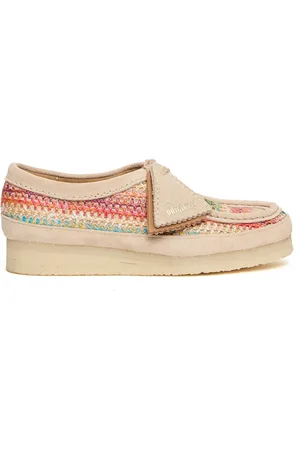Clarks Schoenen, Dames, Veelkleurig, 36 EU, Suede en Raffia Wallabee Schoenen