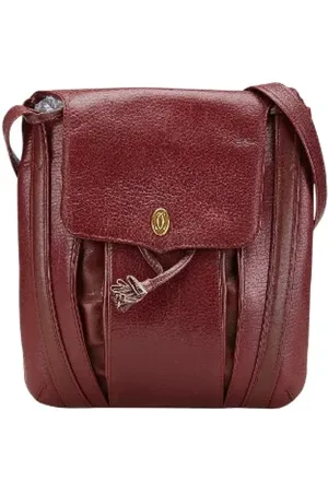 Cartier Pre-owned, Dames, Bruin, ONE Size, Leer, Tweedehands leren schoudertassen
