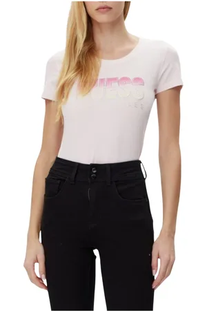 Guess Tops, Dames, Roze, XL, Katoen, Glitter Degrade Logo Tee