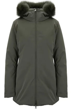 Colmar Jassen, Dames, Groen, L, Polyester, Damesjas met rits en bont capuchon