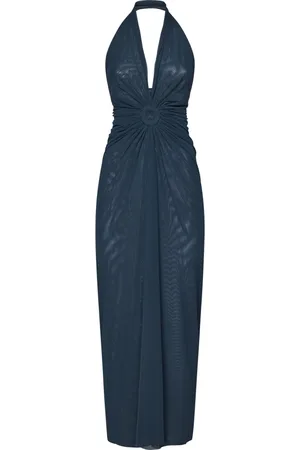 FISICO Kleedjes, Dames, Blauw, S, Tule, Blauwe Halternek Tule Maxi Jurk