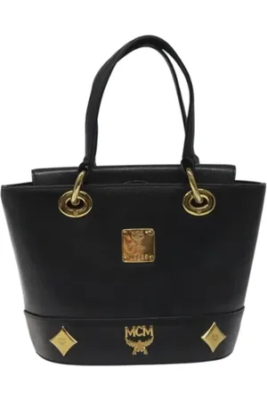 MCM Pre-owned, Dames, Zwart, ONE Size, Leer, Tweedehands leren handtassen