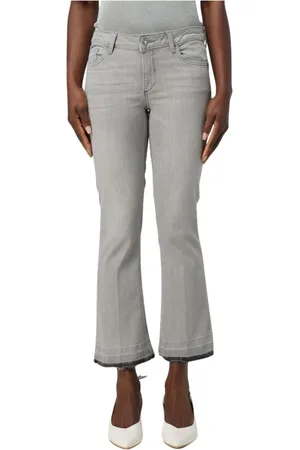 Liu Jo Jeans, Dames, Grijs, W28, Klassieke Blauwe Flared Jeans Met Rafelzoom