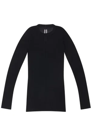 Rick Owens Tops, Heren, Zwart, L, Zwarte Rib Jersey T-shirts en Polos