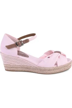 Tommy Hilfiger Schoenen, Dames, Roze, 39 EU, Katoen, Roze Sleehak Espadrille Sandalen