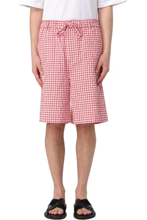 Marni Korte broeken, Heren, Rood, L, Katoen, Geruite katoenen shorts
