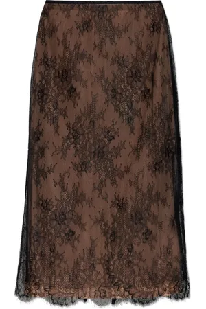 Self-Portrait Kleedjes, Dames, Zwart, M, Polyester, Zwarte Mesh Rok met Split Achterkant