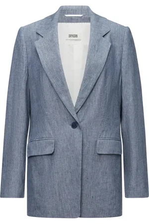 Drykorn Jassen, Dames, Blauw, S, Katoen, Relaxed Fit Boyfriend Blazer Blauw