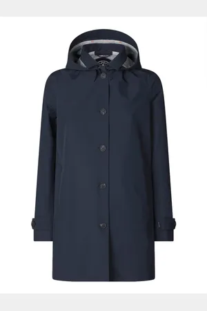 save the duck Jassen, Dames, Blauw, S, Blauwe Hooded Regenjas April Stijl