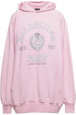 Balenciaga Sweatshirts & Hoodies, Dames, Roze, S, Katoen, Roze College Logo Oversized Hoodie