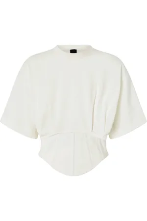 Pinko Tops, Dames, Wit, M, Katoen, Wit T-shirt met bustier-stijl onderkant