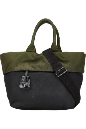 Prada Pre-owned, Dames, Zwart, ONE Size, Leer, Tweedehands Canvas handtassen