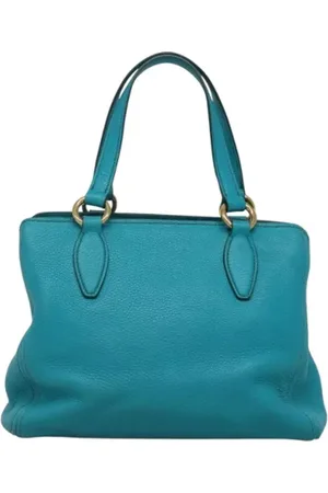 Miu Miu Pre-owned, Dames, Blauw, ONE Size, Leer, Tweedehands leren handtassen