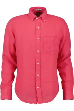 GANT Overhemden, Heren, Roze, 2Xl, Linnen, Linnen Casual Shirt