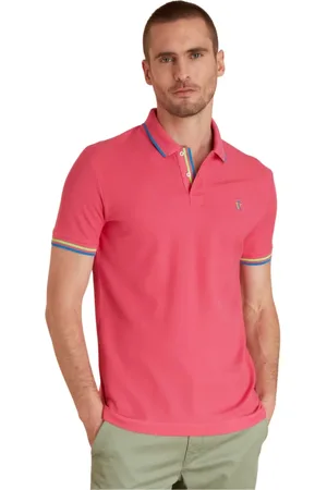 Vicomte A. Tops, Heren, Roze, L, Katoen, Roze Polo met Fluorescerende Details