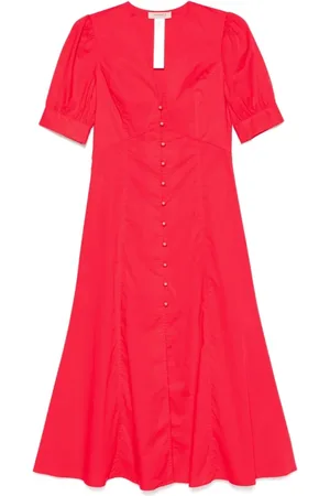 Twin-Set Kleedjes, Dames, Rood, M, Klaprood V-hals Jurk