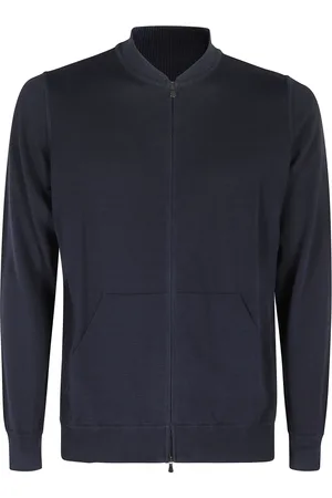 FILIPPO DE LAURENTIIS Sweatshirts & Hoodies, Heren, Blauw, M, Katoen, Katoenen Zip Bomberjack