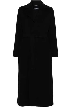 Max Mara Mantels, Dames, Zwart, XS, Wol, Mantel met Riem