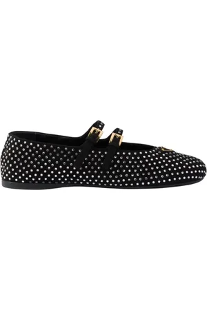 Prada Schoenen, Dames, Zwart, 38 EU, Zwarte Ballet Flats met Puntige Neus