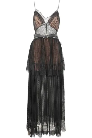 Self-Portrait Kleedjes, Dames, Zwart, S, Polyester, Zwarte jurk met ritssluiting