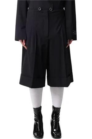 Msgm Korte broeken, Dames, Zwart, S, Polyester, Zwarte Geplooide Shorts