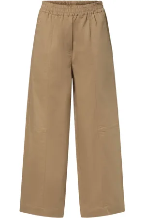 Max Mara Broeken, Dames, Bruin, 2Xs, Elegant Cropped Wide Leg Pants