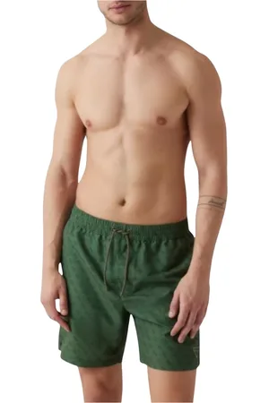 Guess Badkleding, Heren, Groen, L, Polyester, Geëtst Logo Zwembroek Bermuda