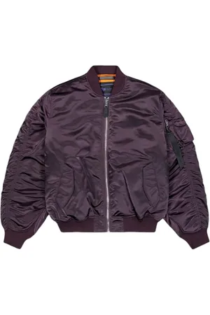 Alpha Industries Jassen, Heren, Bruin, S, Nylon, Bruine Bomberjack met Geribbelde Details