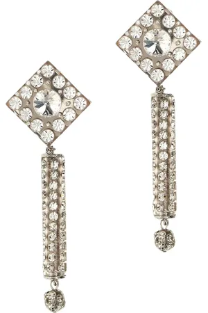 Alessandra Rich Accessoires, Dames, Grijs, ONE Size, Kristal Druppel Oorbellen