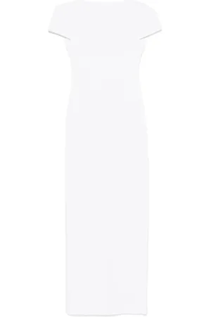 Khaite Kleedjes, Dames, Wit, S, Elegante Basile Jurk met Witte Halslijn