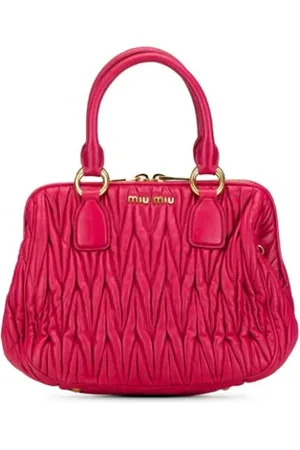 Miu Miu Pre-owned, Dames, Roze, ONE Size, Leer, Tweedehands leren handtassen