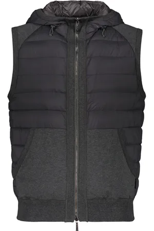 MOORER Jassen, Heren, Grijs, L, Katoen, Ganzendons gevoerde bodywarmer jas