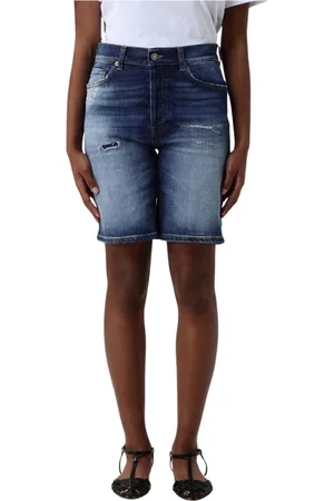Dondup Korte broeken, Dames, Blauw, W26, Denim, Stijlvolle High-Waisted Denim Shorts