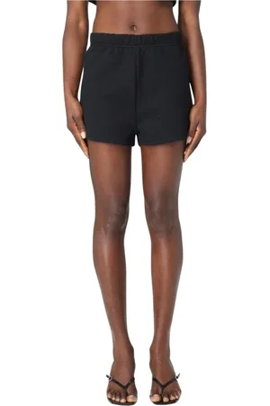 GCDS Korte broeken, Dames, Zwart, S, Stijlvol Logo Detail High-Waisted Shorts